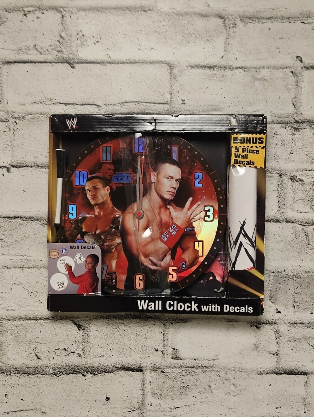 WWE John Cena Wall Clock With Decals Wrestling Fan Room Decor NIB